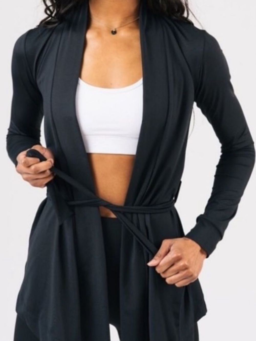 Zyia Active Yoga Wrap Cardigan Belted Black Size Small